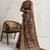 Brown floral printed sequinned tissue kanjeevaram saree
