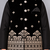 Boys black cotton blend kurta trouser set with velvet floral elephant embroidered waistcoat
