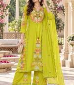 Women's faux georgette fabric thread embroidery kurta set with dupatta