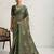 Green floral embellished woven design zari tissue saree