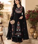 Women's faux georgette fabric thread embroidery kurta set with dupatta