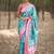 Teal floral silk blend banarasi saree