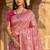 Pink floral silk blend banarasi saree