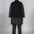 Boys black cotton blend kurta trouser set with velvet floral embroidered swirl sequined waistcoat
