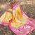 Yellow floral silk blend banarasi saree
