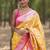 Yellow floral silk blend banarasi saree