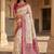 Cream floral silk blend banarasi saree