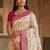 Cream floral silk blend banarasi saree