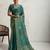 Teal floral printed sequinned tissue saree