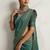 Teal floral printed sequinned tissue saree