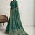 Teal floral printed sequinned tissue saree