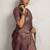 Purple floral sequinned heavy work saree