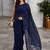 Navy blue sequinned poly georgette heavy work saree