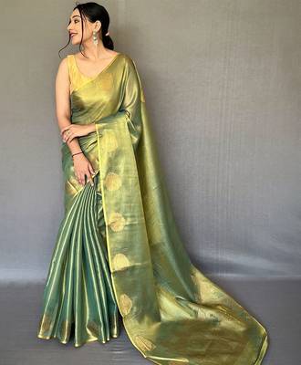 Green zari tissue kanjeevaram saree 1