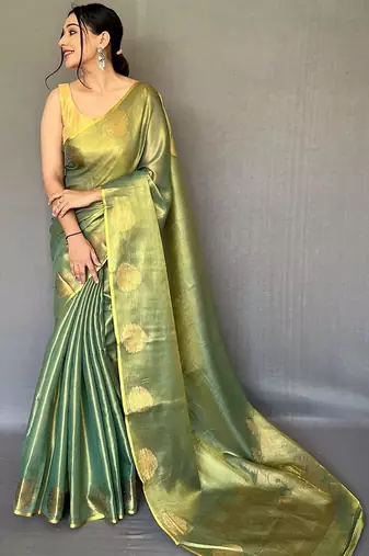 Green zari tissue kanjeevaram saree