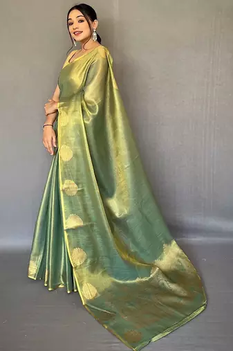 Green zari tissue kanjeevaram saree