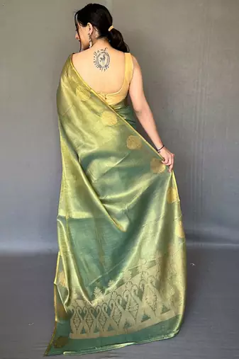 Green zari tissue kanjeevaram saree