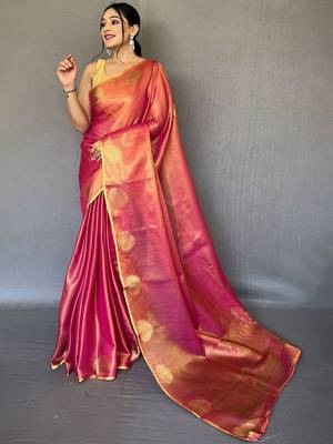 Pink zari tissue kanjeevaram saree 1