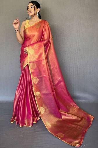 Pink zari tissue kanjeevaram saree
