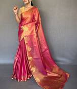 Pink zari tissue kanjeevaram saree