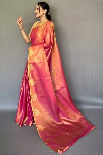 Pink zari tissue kanjeevaram saree