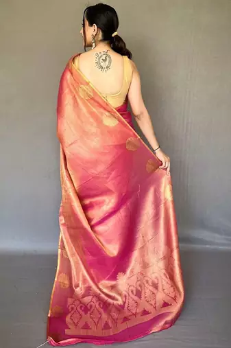 Pink zari tissue kanjeevaram saree