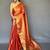 Orange woven design zari tissue kanjeevaram saree