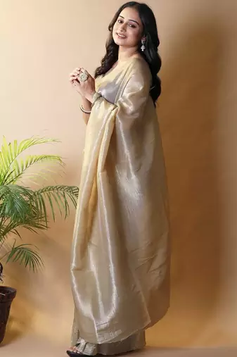 Gold tissue saree