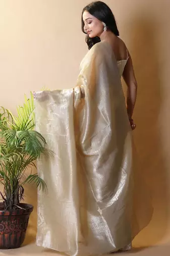 Gold tissue saree