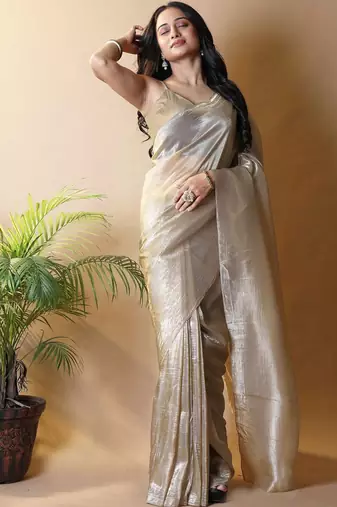 Gold tissue saree