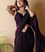 Purple poly georgette saree