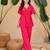 Women's pink solid short sleeve top with elastic waist trousers co-ord