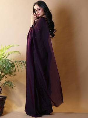 Purple poly georgette saree 3