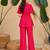 Women's pink solid short sleeve top with elastic waist trousers co-ord