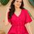 Women's pink solid short sleeve top with elastic waist trousers co-ord