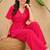 Women's pink solid short sleeve top with elastic waist trousers co-ord