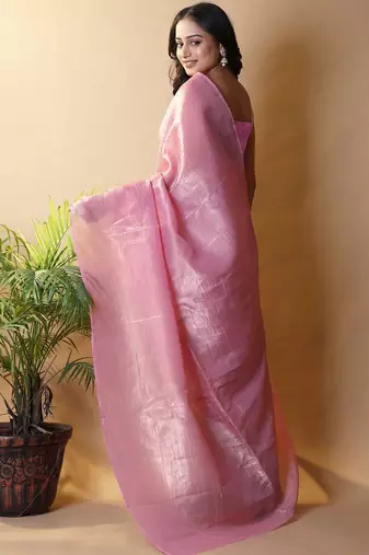 Pink tissue saree