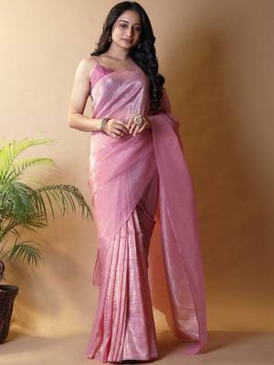 Pink tissue saree 4