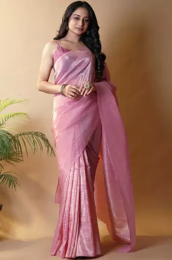 Pink tissue saree