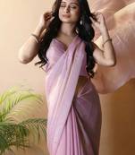 Pink poly georgette saree