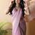 Pink poly georgette saree