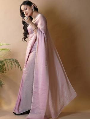 Pink poly georgette saree 2