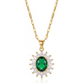 Green elegant pendant chain cz crystal studded casual daily wear jewelry for women 3