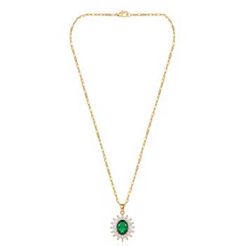 Green elegant pendant chain cz crystal studded casual daily wear jewelry for women 5