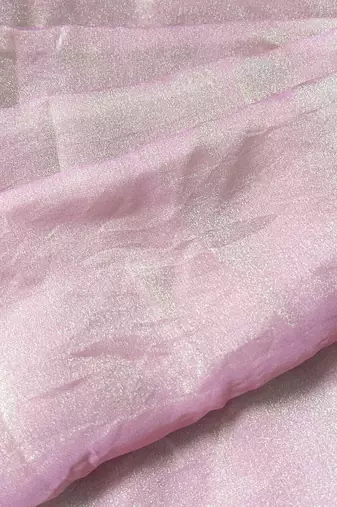 Pink poly georgette saree