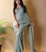 Sea green poly georgette saree
