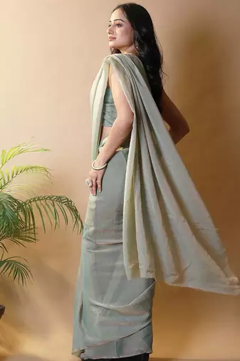 Sea green poly georgette saree