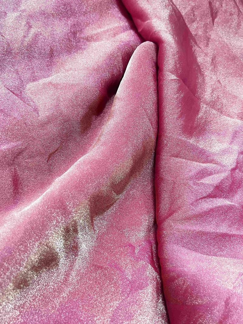 Pink poly georgette saree