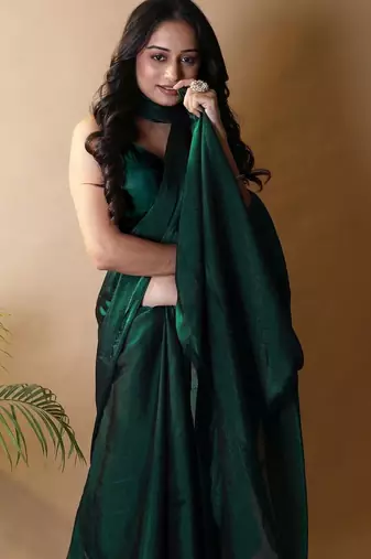 Green poly georgette saree