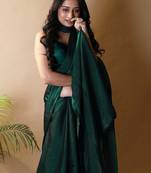 Green poly georgette saree